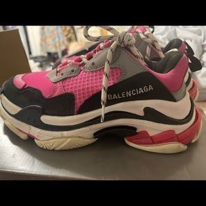 Balenciaga Pink Triple S Neon Fluo White Black Grey Speed Flat Trainers Sneakers